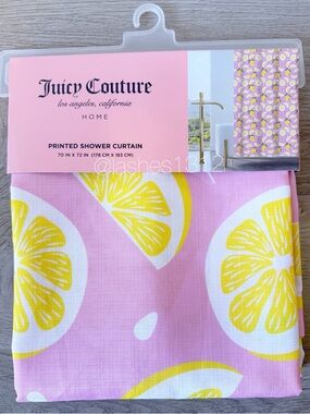 JUICY COUTURE Shower Curtain - Pink with Lemons